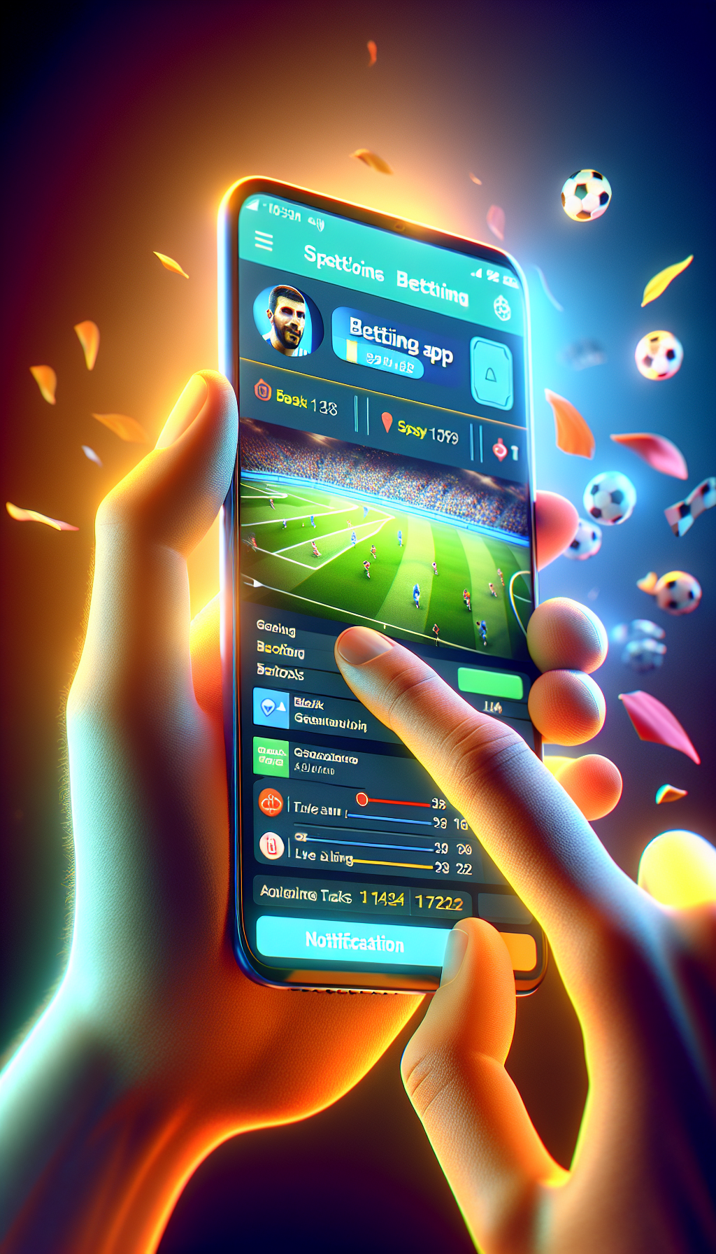 Usuario argentino utilizando la app Bet365, con notificaciones y transmisión en vivo.